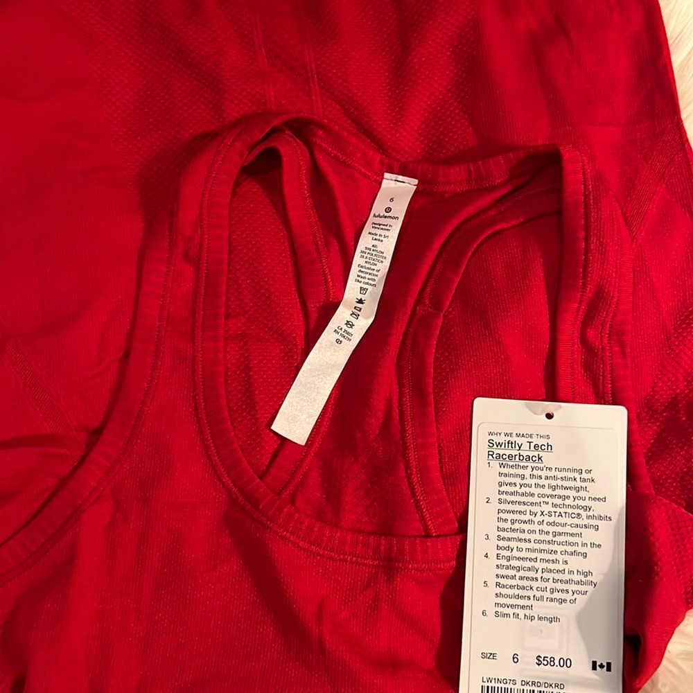 Lululemon Swiftly Tech Racerback Red SZ 6